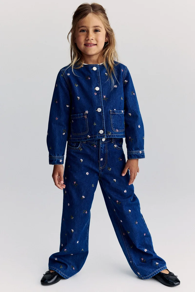 H&M Motif-detail Wide Leg Jeans