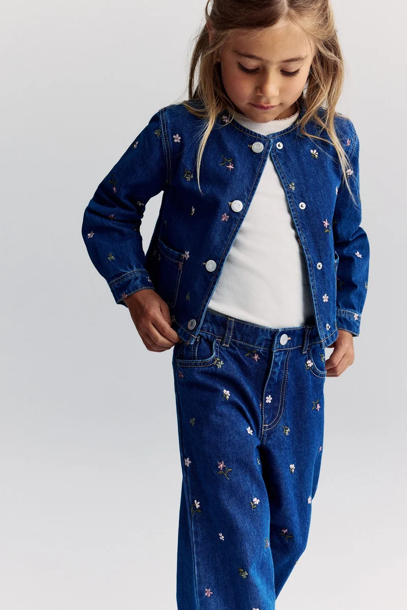 H&M Motif-detail Wide Leg Jeans