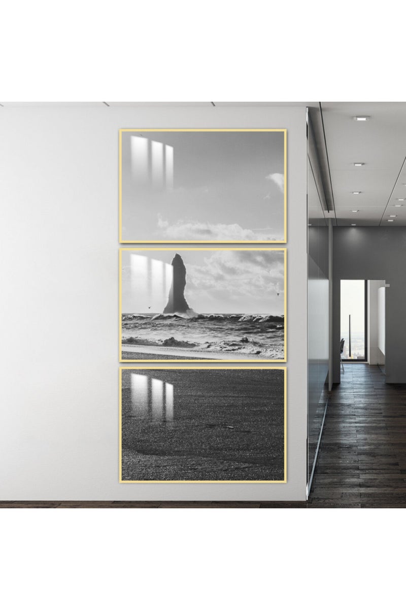 ماركتنا ثلاث لوحات جدارية خشبية بإطار وطبقة أكريليك شفافة - Image 1