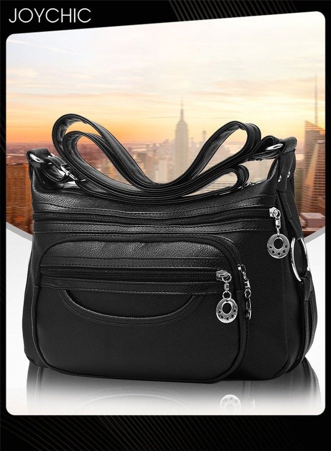 Joychic حقيبة كتف نسائية جلدية مقاومة للماء ومقاومة للاهتراء مع جيوب متعددة خفيفة الوزن مع أحزمة قابلة للتعديل - Image 1