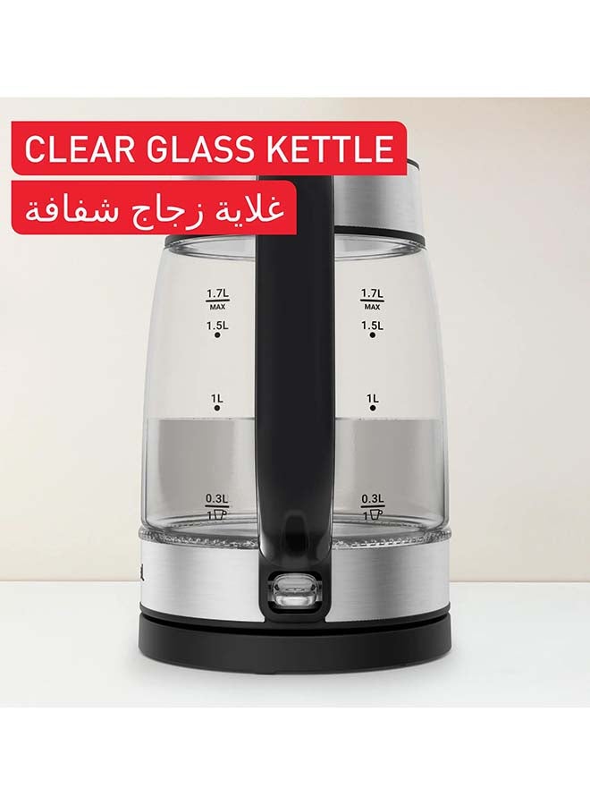 TEFAL Glass Kettle | Electric Kettle | Measurement Marks | 1.7 L Capacity | Easy to Clean | Precision spout | Ambient light | One-handed lid opening | Black | KI605827 1.7 L 2200 W KI605827 Inox - Image 3