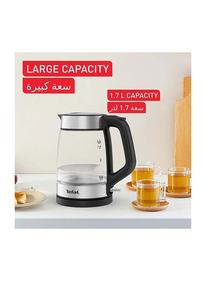 TEFAL Glass Kettle | Electric Kettle | Measurement Marks | 1.7 L Capacity | Easy to Clean | Precision spout | Ambient light | One-handed lid opening | Black | KI605827 1.7 L 2200 W KI605827 Inox - Image 4