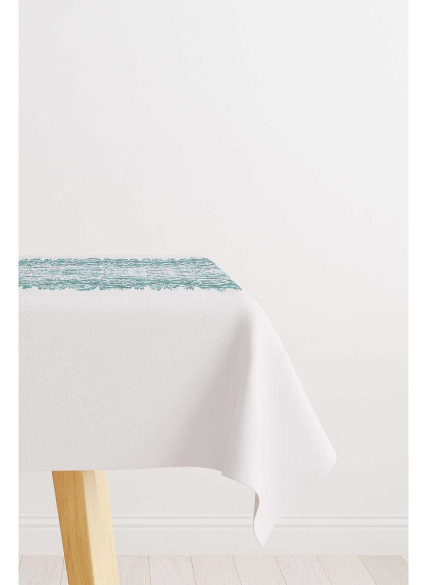 Cango Home - Turquoise White Damask Ethnic Patterned Tablecloth CGH119-MS - Image 1
