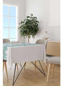 Cango Home Turquoise White Damask Ethnic Patterned Tablecloth CGH119-MS  - Image 2