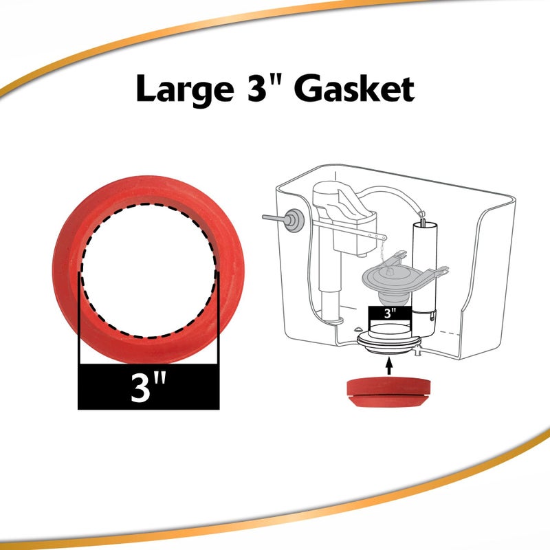 Korky 481Bp Universal Toilet Tank To Bowl Gasket & Hardware Kit - Fits Most 3-Inch  2-Piece Toilet Tanks - Made In Usa   Red   Large (3"") - Image 2