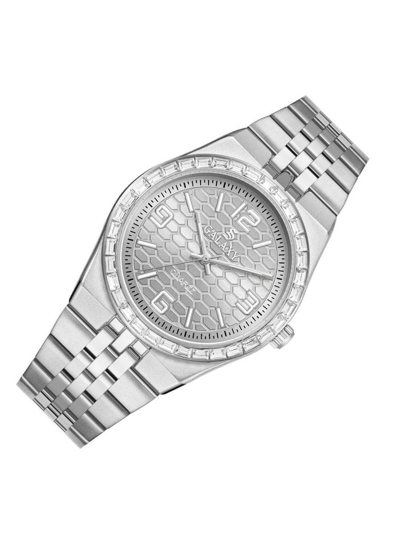 جالاكسي ساعة جالكسي GS-2398 للجنسين، ساعة معصم تناظرية، هيكل من الفولاذ المقاوم للصدأ، تصميم كلاسيكي أنيق، ساعة للارتداء اليومي - Image 2