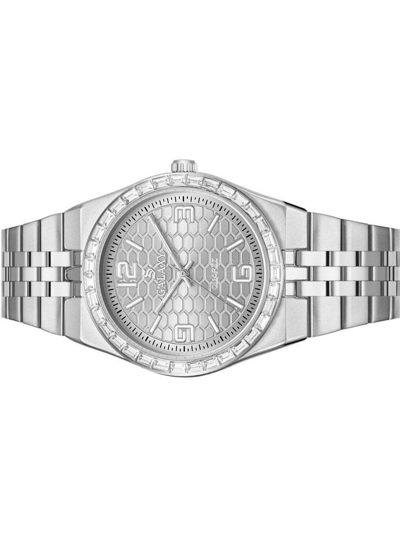 جالاكسي ساعة جالكسي GS-2398 للجنسين، ساعة معصم تناظرية، هيكل من الفولاذ المقاوم للصدأ، تصميم كلاسيكي أنيق، ساعة للارتداء اليومي - Image 3