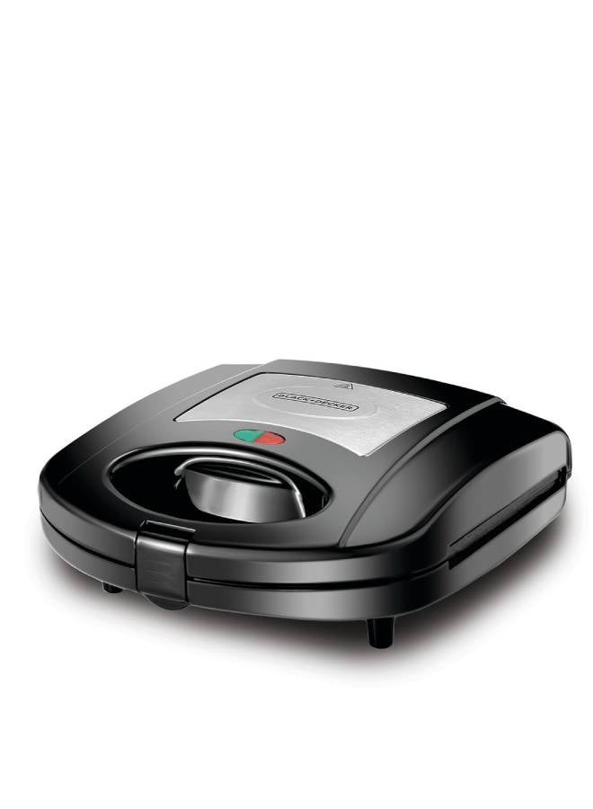 BLACK+DECKER Sandwich & Grill Maker Non-Stick 2-in-1 Interchangeable Sandwich and Grill Maker With Indicator and Ready to Cook Lights 780 W TS2120-B5 Black and Sliver - Image 2