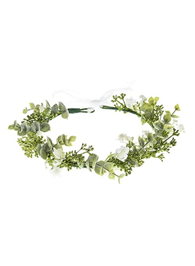 DreamLily White Babys Breath Flower Crown Eucalyptus Crown Bride Bridesmaid Headpiece Boho Hair Wreath DFS18 eucalyptus white - Image 1
