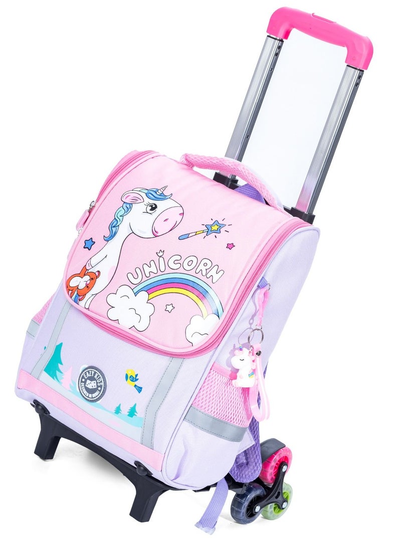 Eazy Kids Eazy Kids School Bag Unicorn wt Trolley - Purple  - Image 1