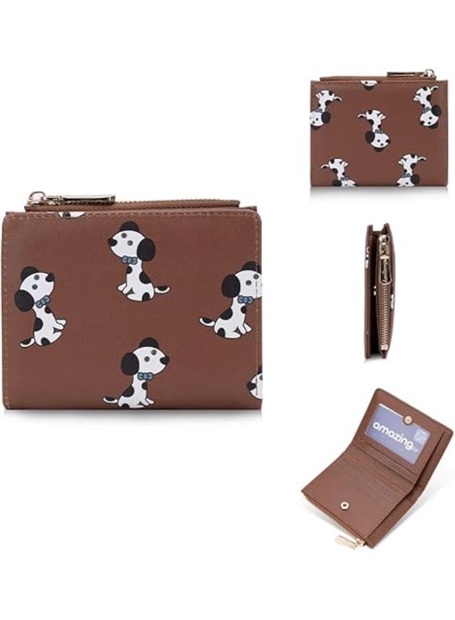 amazing.EGP Women's Slim Faux Leather Small Wallet with Card Slots and Zipper Coin Pocket, 12 x 9 cm, Brown, Model: DW8bfa - Image 1