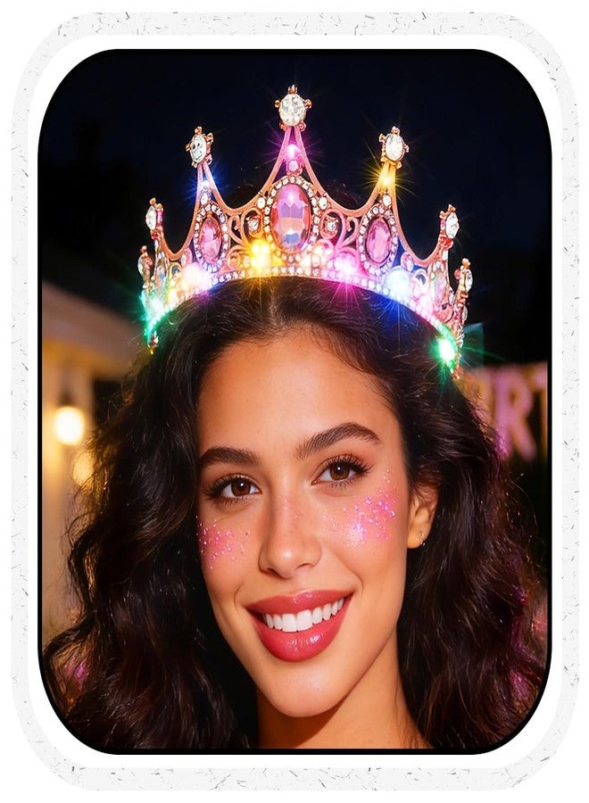 اوريو تاج مضيء مرصع بأحجار الراين LED من Urieo، إكسسوارات شعر مثالية لأعياد الميلاد للنساء - Image 1