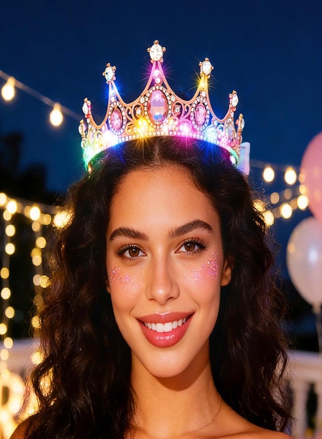 اوريو تاج مضيء مرصع بأحجار الراين LED من Urieo، إكسسوارات شعر مثالية لأعياد الميلاد للنساء - Image 2