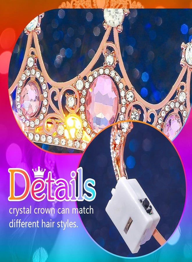 اوريو تاج مضيء مرصع بأحجار الراين LED من Urieo، إكسسوارات شعر مثالية لأعياد الميلاد للنساء - Image 5