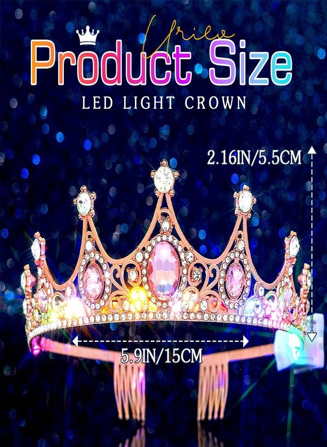 اوريو تاج مضيء مرصع بأحجار الراين LED من Urieo، إكسسوارات شعر مثالية لأعياد الميلاد للنساء - Image 3