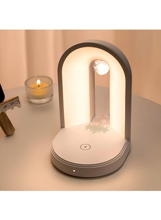 Multifunctional Bedside Futuristic Table Lamp with 15W Fast Wireless Charger And Wireless Speaker, with Touch Control, for Living Room, Kids Room, Office, For Home Decor. - Image 2
