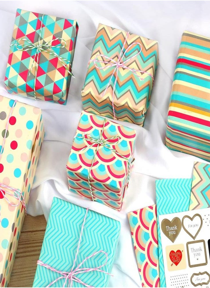 Oasisgalore Gift Wrapping Paper Holiday DIY Gifts Birthday Colorful Decorations Coated Paper wrapping paper 50*70CM 6 sheets  - Image 4