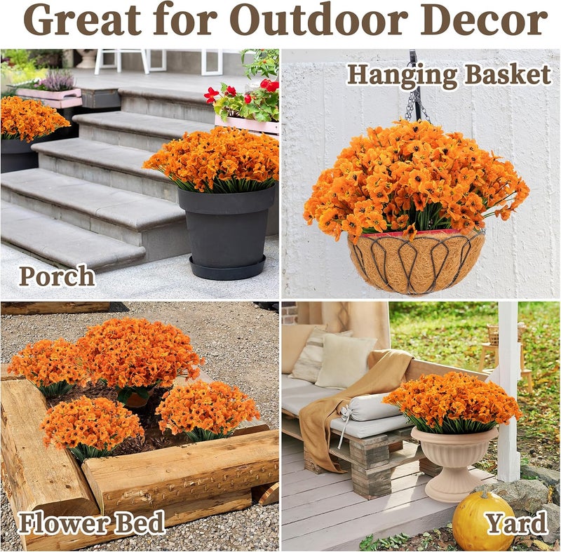ColoPlay 24 Bundles Artificial Mums for Outdoors/Indoors Faux Mums for Outdoor Planters, Fall Flowers Artificial for Decoration Garden Porch Window Box Home Wedding Farmhouse - Image 5