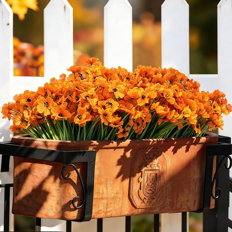 ColoPlay 24 Bundles Artificial Mums for Outdoors/Indoors Faux Mums for Outdoor Planters, Fall Flowers Artificial for Decoration Garden Porch Window Box Home Wedding Farmhouse - Image 4