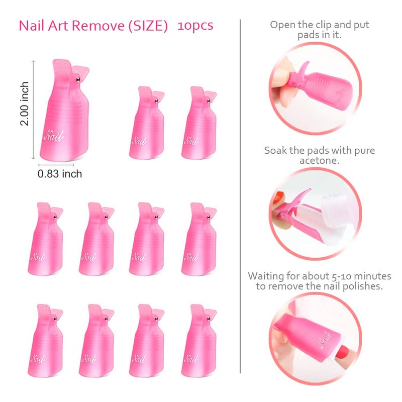 ROFROX Gel Nail Polish Remover Tools Kit Acetone Acrylic Nails Tool Sets With Nail Clips Wipes Cutter Pump Nail Buffer Shiner Files Brush - Image 2