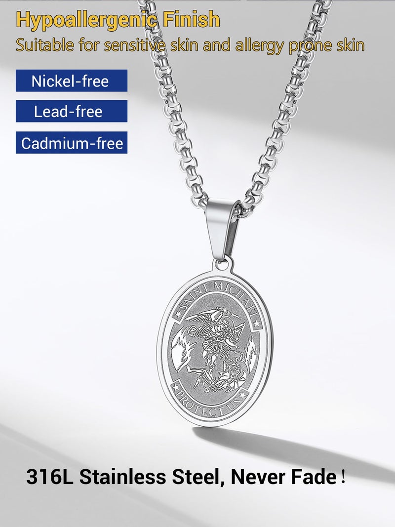 PROSTEEL Stainless Steel Saint Michael Necklace The Archangel Pendant Catholic Religious Jewelry St Michael Necklaces Men - Image 5