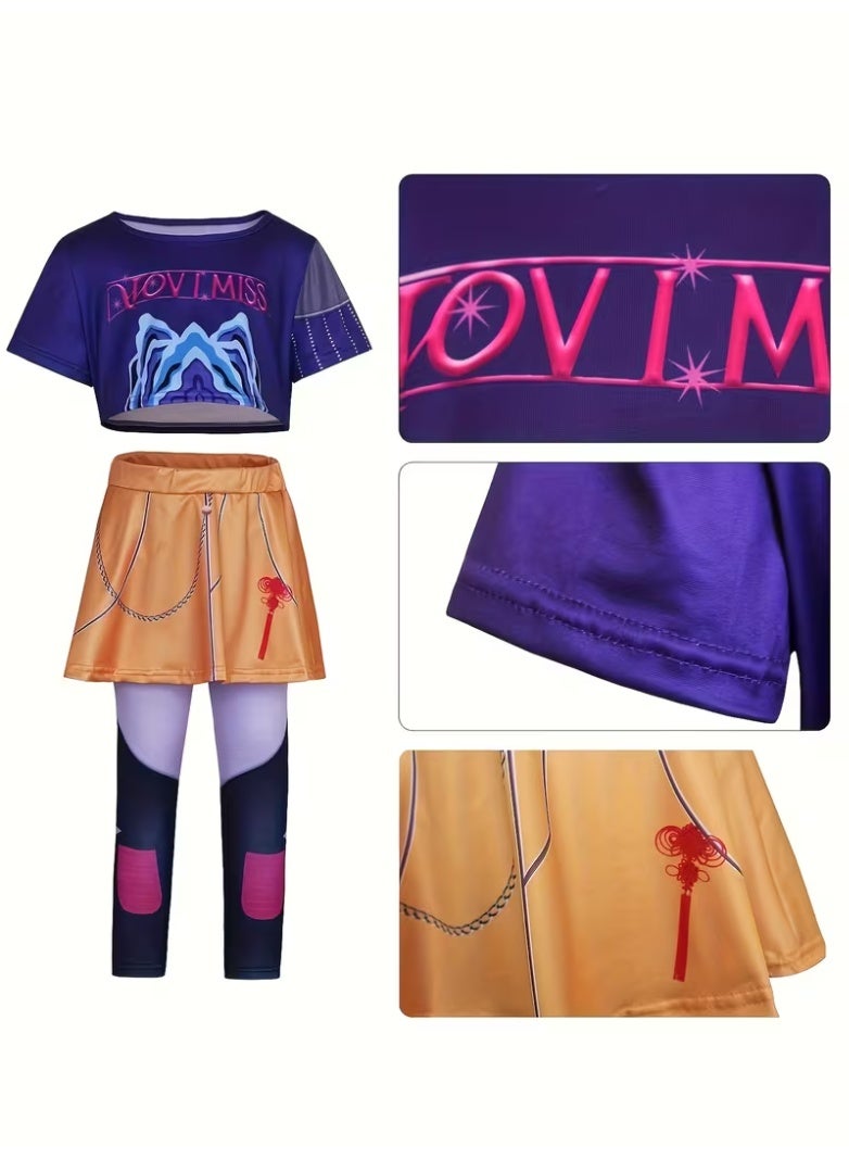 Sparklepals Kpop Demon Mira Cosplay Costume for Kids, Hunters Pop Singers Mira Idol Stage Role Play Outfits Halloween Dress Up for Women Girls - Image 3