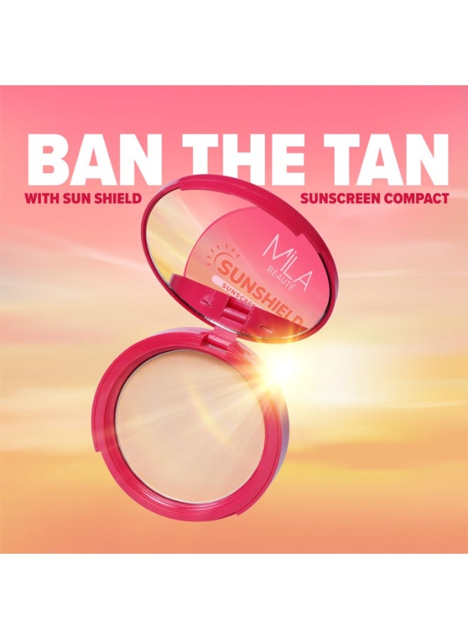 ميلا بيوتي واقي شمس مضغوط Mila Beaute Sun Shield بلمسة مطفية (Matte) وحماية SPF 50 PA+++ من الأشعة فوق البنفسجية | يخفي مظهر المسام ويمنح تغطية كاملة | تركيبة خفيفة الوزن | غني بفيتامين E | مناسب لجميع أنواع البشرة | الدرجة: 2 Nude | 9 جم - Image 2
