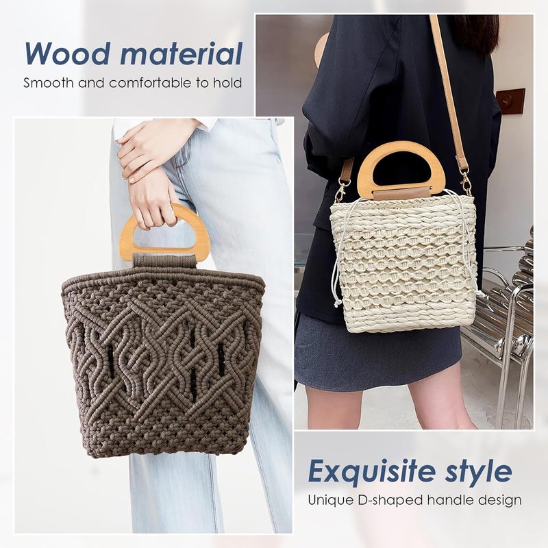 windforgecraft 6 Pcs Wood Purse Handle D Shape Purse Handles Replacement Handle Handmade Purse Handle Tool Handmade Bag Handles Wooden Bag Handle for Straws Beach Bags Canvas Handbags Making - Image 5
