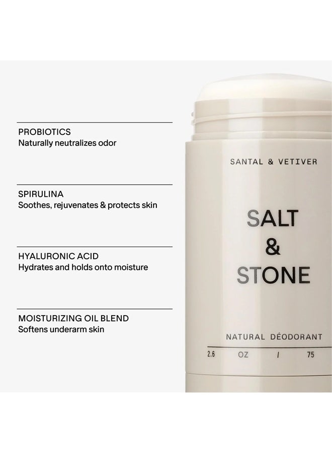 سولت اند ستون Santal & Vetiver مزيل عرق طبيعي فائق القوة للنساء والرجال ، خالي من الألومنيوم مع مستخلصات الأعشاب البحرية ، زبدة الشيا والبروبيوتيك ، خالي من البارابين والكبريتات والفثالات - Image 2