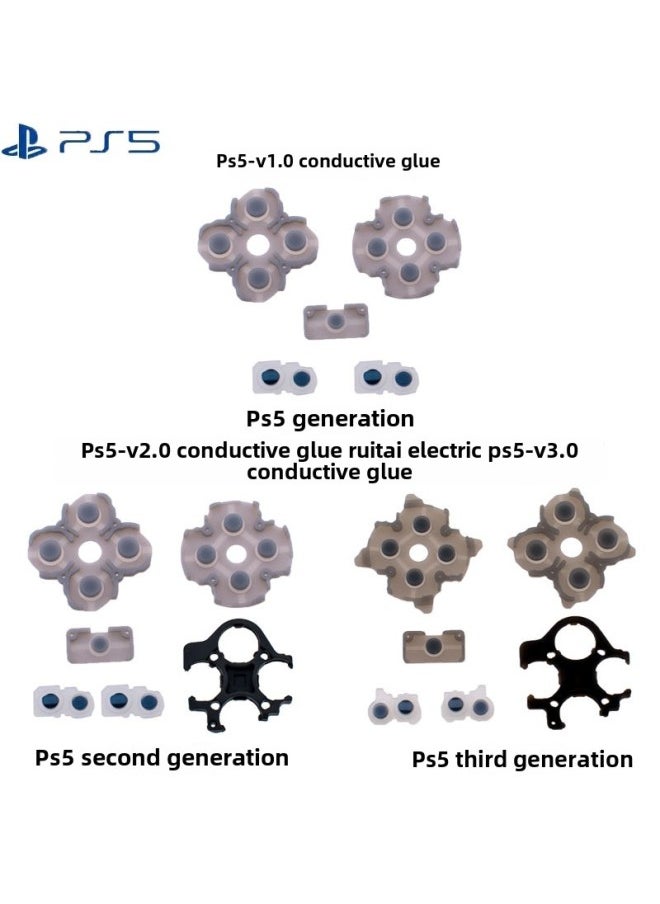 Generic - PS5 Handle Key Conductive Adhesive Cross Key L1R1 Key Rubber Pad PS5 Game Handle V1 V2V3 Conductive Adhesive-Product Color:Ps5-3 Generation Abxy Button Glue/single - Image 1
