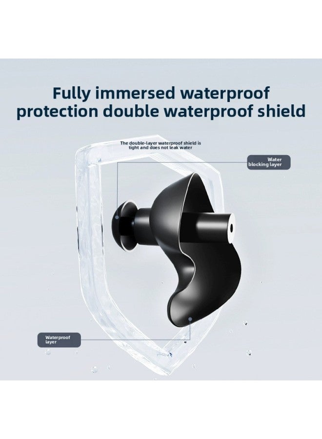 Swimming Earplugs Spiral Waterproof Noise Reduction Sports Earplugs Silicone Comfortable Fashion Swimming Equipment Direct Sales-Color:Black-boxed