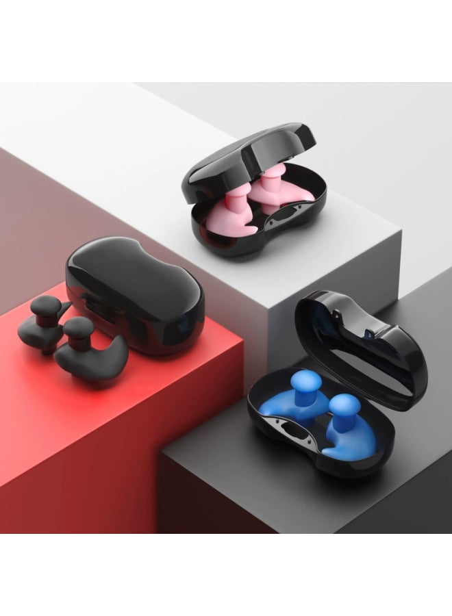 Swimming Earplugs Spiral Waterproof Noise Reduction Sports Earplugs Silicone Comfortable Fashion Swimming Equipment Direct Sales-Color:Black-boxed