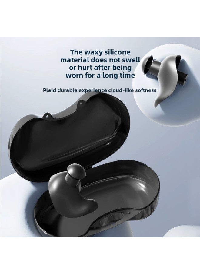 Swimming Earplugs Spiral Waterproof Noise Reduction Sports Earplugs Silicone Comfortable Fashion Swimming Equipment Direct Sales-Color:Black-boxed