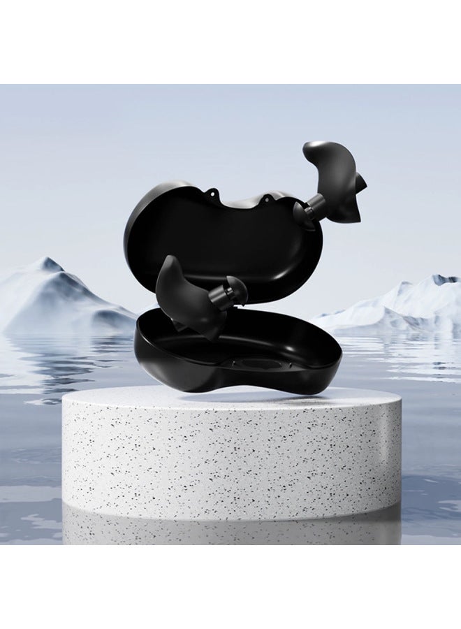 Swimming Earplugs Spiral Waterproof Noise Reduction Sports Earplugs Silicone Comfortable Fashion Swimming Equipment Direct Sales-Color:Black-boxed