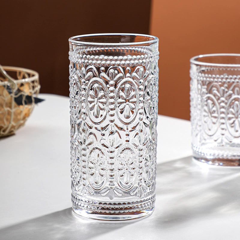 Bekith 6 Pack Romantic Drinking Glasses, 12 oz Highball Glasses, Thick Water Glasses, Tall Glass Cups for Beverages, Beer, Cocktail, Vintage Glassware Set for Dinner Parties, Bars, Restaurants - Image 4