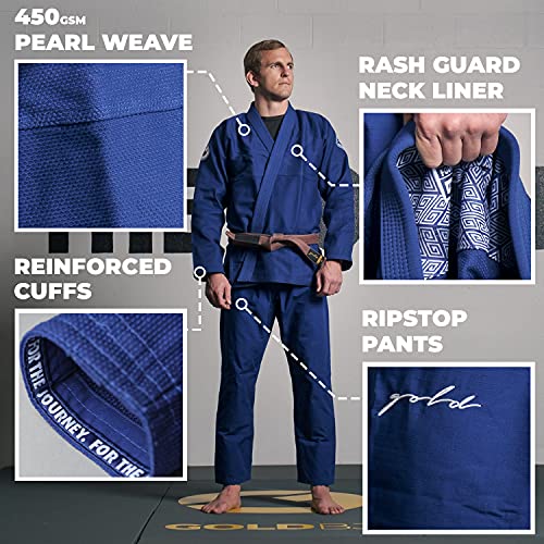 Gold BJJ Foundation Gi Pearl Weave Jiu Jitsu Gi for Men and Women IBJJF Competition Legal BJJ Gi White A4 - Image 3