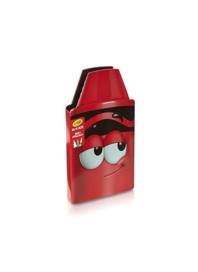 Crayola - Tip 50 Piece Art Kit Scarlet Art Gift For Kids 5 & Up Includes Crayons Pipsqueaks Markers Colored Pencils Paper Sheets & Dualpurpose Sharpener In Tip Character Travel Case - Image 1