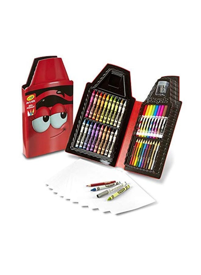 Crayola - Tip 50 Piece Art Kit Scarlet Art Gift For Kids 5 & Up Includes Crayons Pipsqueaks Markers Colored Pencils Paper Sheets & Dualpurpose Sharpener In Tip Character Travel Case - Image 1