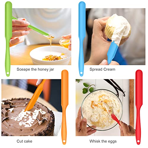 Armrouns 5pcs Silicone Jar Spatulas set, Cake Cream Spatulas Set, 9.8 inch Non-Stick Heat Resistant Mixing Butter Spatulas Baking Scrapers for Jars Blenders Cooking Stirring - Image 3
