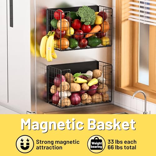 Ofiray-home Magnetic Shelf for Fridge, Fruit Potato & Onion Storage Bins, Pantry Organizers & Storage, Large Container Magnetic Basket for Refrigerator, Kitchen Counter, Cabinet, Magnetic Fridge Organizer - Image 2