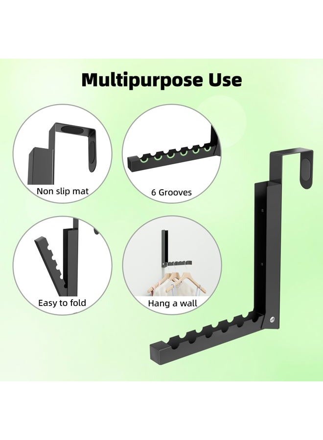 BAKON Over The Door Hanger Folding Clothes Drying Rack, Folding Hanging Coat Rack for Indoor Laundry Room Compact Small Space Foldable Portable Clothing Hanger Hook Collapsible- 2 Pack(Black) - Image 5