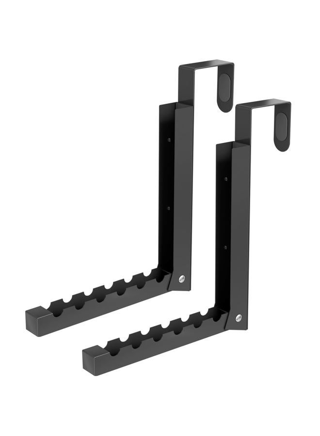 BAKON Over The Door Hanger Folding Clothes Drying Rack, Folding Hanging Coat Rack for Indoor Laundry Room Compact Small Space Foldable Portable Clothing Hanger Hook Collapsible- 2 Pack(Black) - Image 1