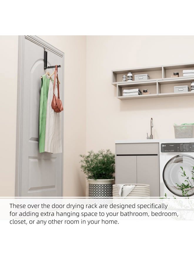 BAKON Over The Door Hanger Folding Clothes Drying Rack, Folding Hanging Coat Rack for Indoor Laundry Room Compact Small Space Foldable Portable Clothing Hanger Hook Collapsible- 2 Pack(Black) - Image 4