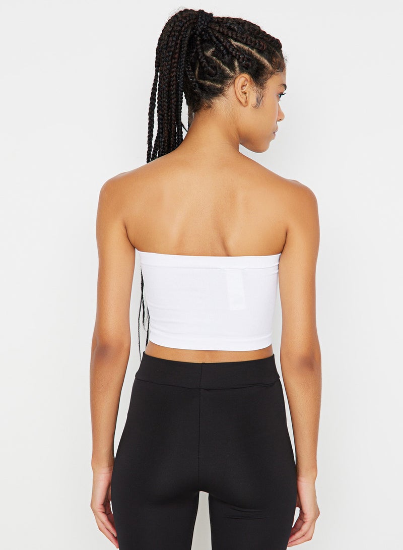 trendyol White Seamless/Seamless Light Support/Shaping Strapless Knitted Sports Bra TWOAW20BS0018 - Image 4
