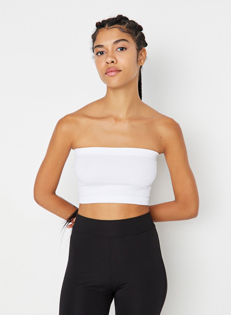 trendyol White Seamless/Seamless Light Support/Shaping Strapless Knitted Sports Bra TWOAW20BS0018 - Image 2