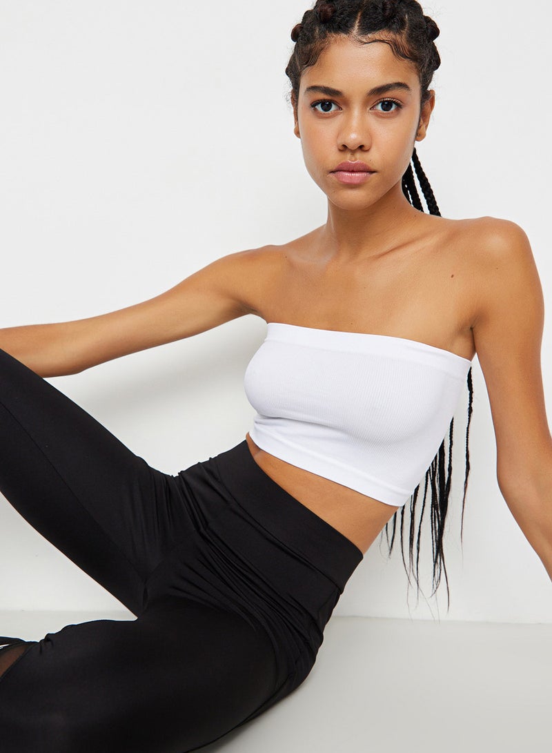 trendyol White Seamless/Seamless Light Support/Shaping Strapless Knitted Sports Bra TWOAW20BS0018 - Image 3