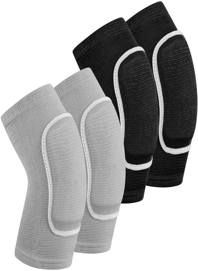 Unittype 2 Pair Elbow Pads Volleyball Sport Breathable Protective Support Gel Pad Arm Compression Sleeves for Teen Girls Boys Basketball Football Skating(Black, Gray) - Image 1