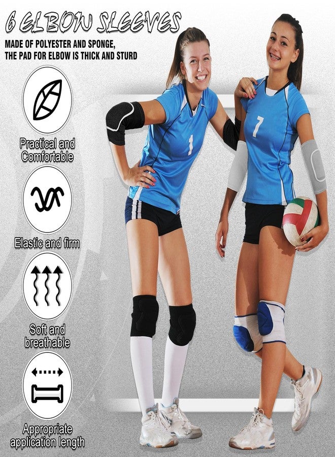 Unittype 2 Pair Elbow Pads Volleyball Sport Breathable Protective Support Gel Pad Arm Compression Sleeves for Teen Girls Boys Basketball Football Skating(Black, Gray) - Image 4