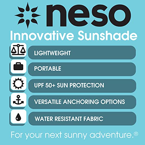 Neso Grande Portable Beach Tent Sun Shelter - Lightweight Beach Shade Canopy - Easy Setup for Family Outings - Patented Reinforced Corners - UPF 50+ Sun Protection - 7ft Tall, 9 x 9ft - Aqua Fronds - Image 3