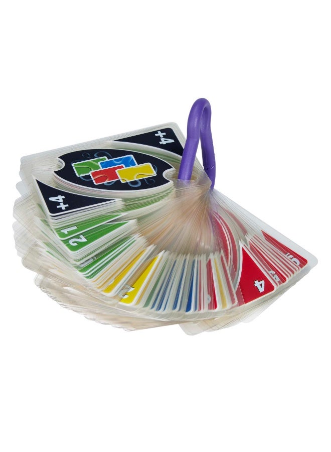 Mattel Games UNO H20 للذهاب، لعبة بطاقات مقاومة للماء، لأخذها إلى الشاطئ وإجازات الثلج، بطاقات متينة إضافية 108، للأعمار 7+، P1703 - Image 3